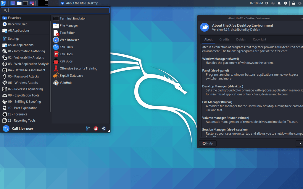 Kali Linux Menu Tools